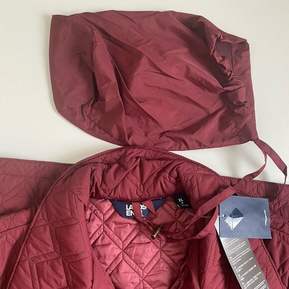 Lands End Womens Primaloft Packable‎ Jacket Size 18 Burgundy Quilted Barn New - Picture 13 of 16